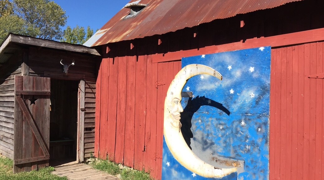 Local folk artist Lowell Davis recreated the small town he grew up in named Red Oak on his property outside of Carthage Missouri.
