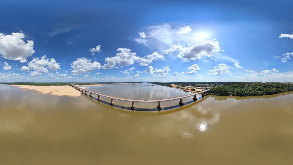 360 aerial photo taken with drone of Ponte dos Macuxis in Boa Vista, Roraima, Brazil