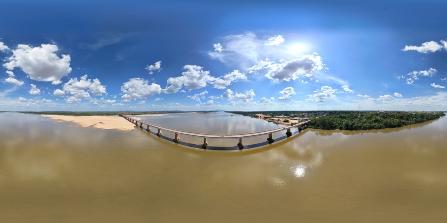 360 aerial photo taken with drone of Ponte dos Macuxis in Boa Vista, Roraima, Brazil