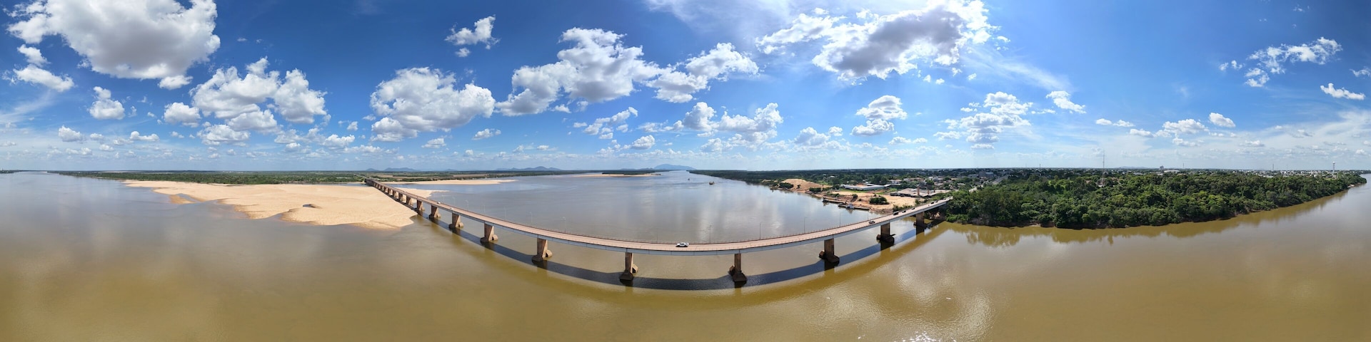 360 aerial photo taken with drone of Ponte dos Macuxis in Boa Vista, Roraima, Brazil