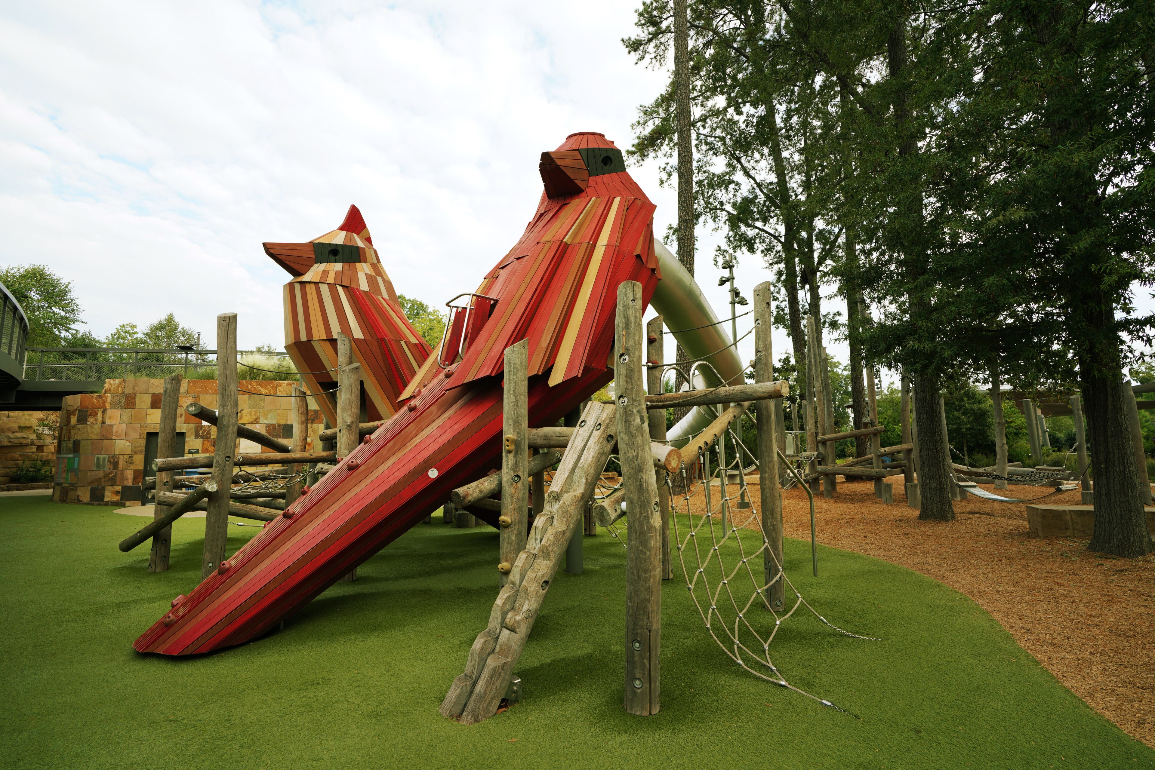 The playground at Downtown Cary Park, a newly renovated public park with family friendly activities and a dog play area