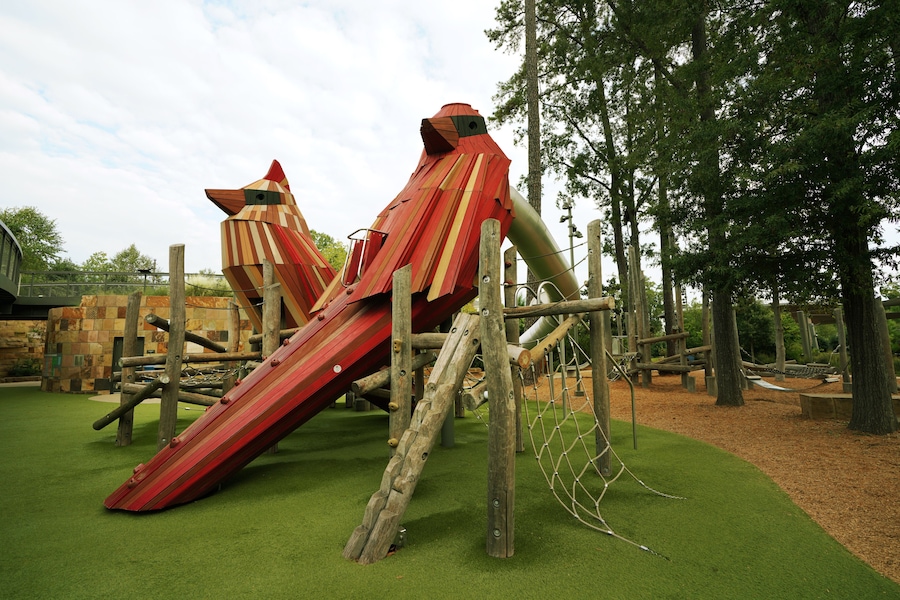 The playground at Downtown Cary Park, a newly renovated public park with family friendly activities and a dog play area