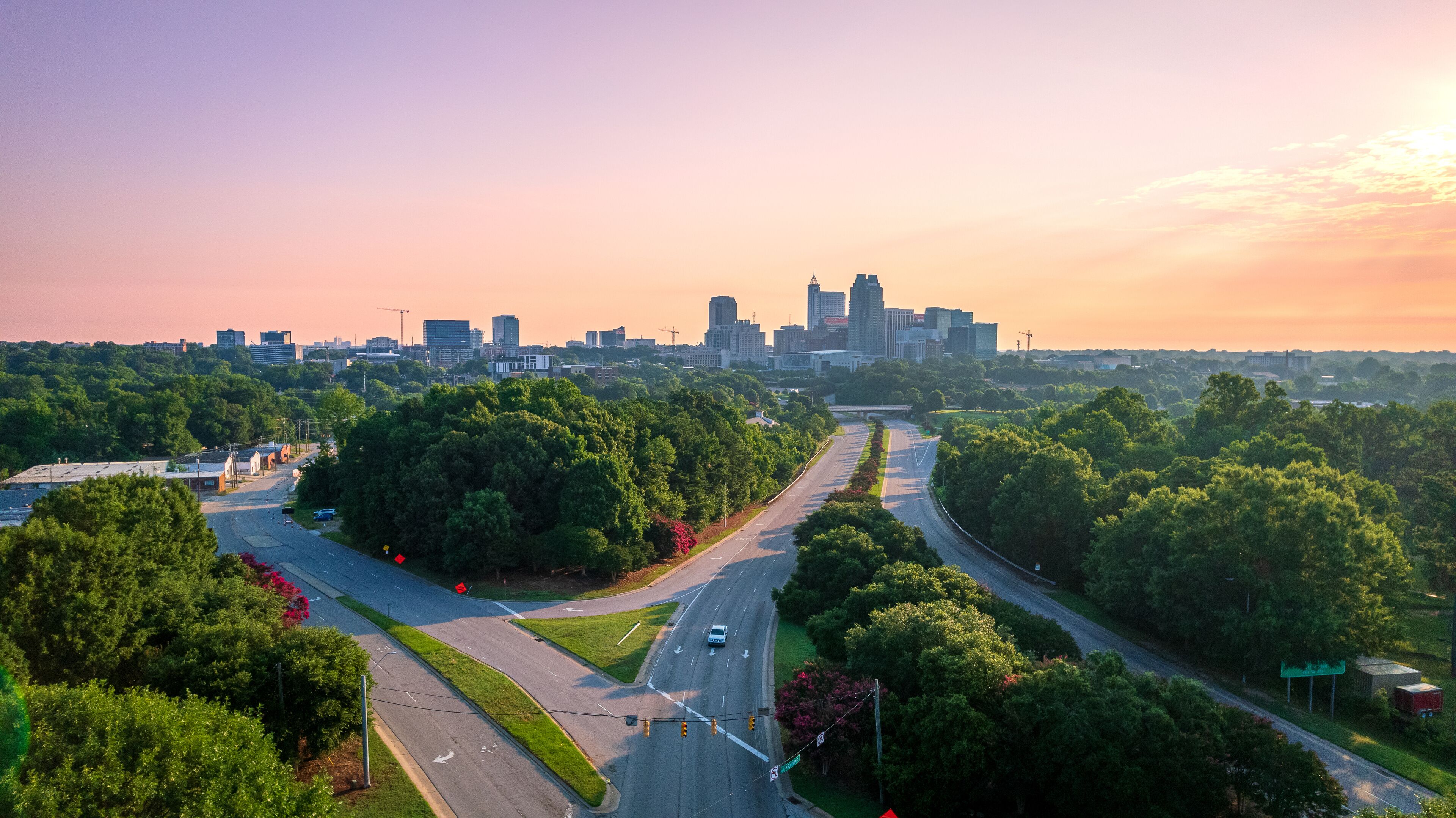 Downtown Raleigh, North Carolina at sunrise.
