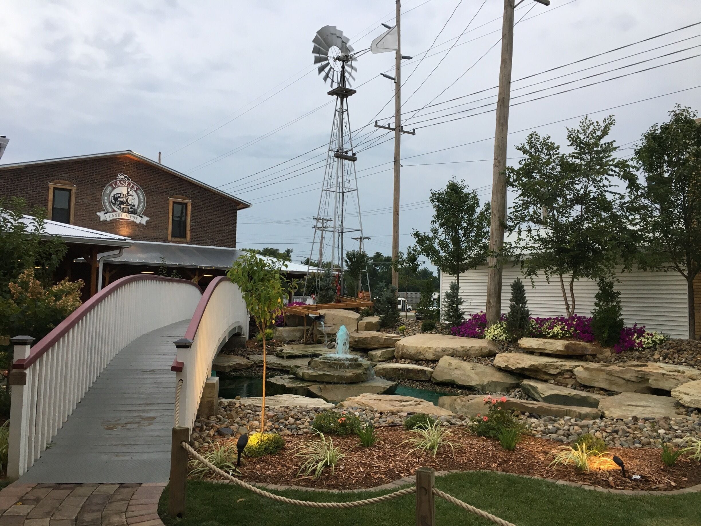 Beautiful landscaping near the World's largest mailbox and wooden shoes in Casey, Illinois. 