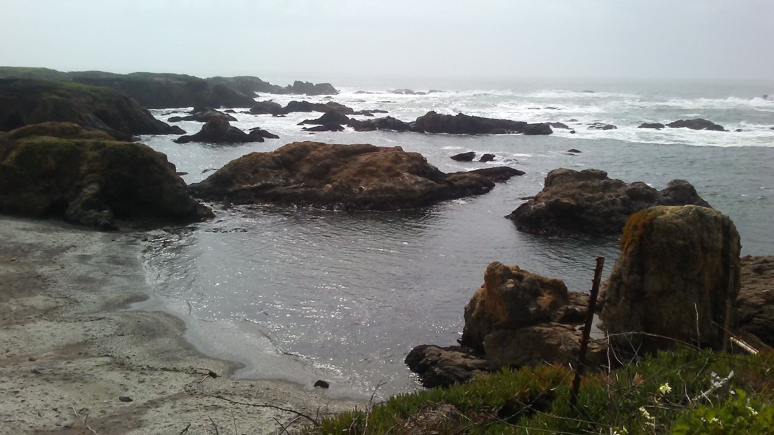 Overlooking the coast while finding a good spot for glass