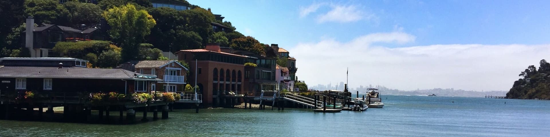 Tiburon is a charming village just over the Golden Gate Bridge from San Francisco. There are great views of the city over the bay.
