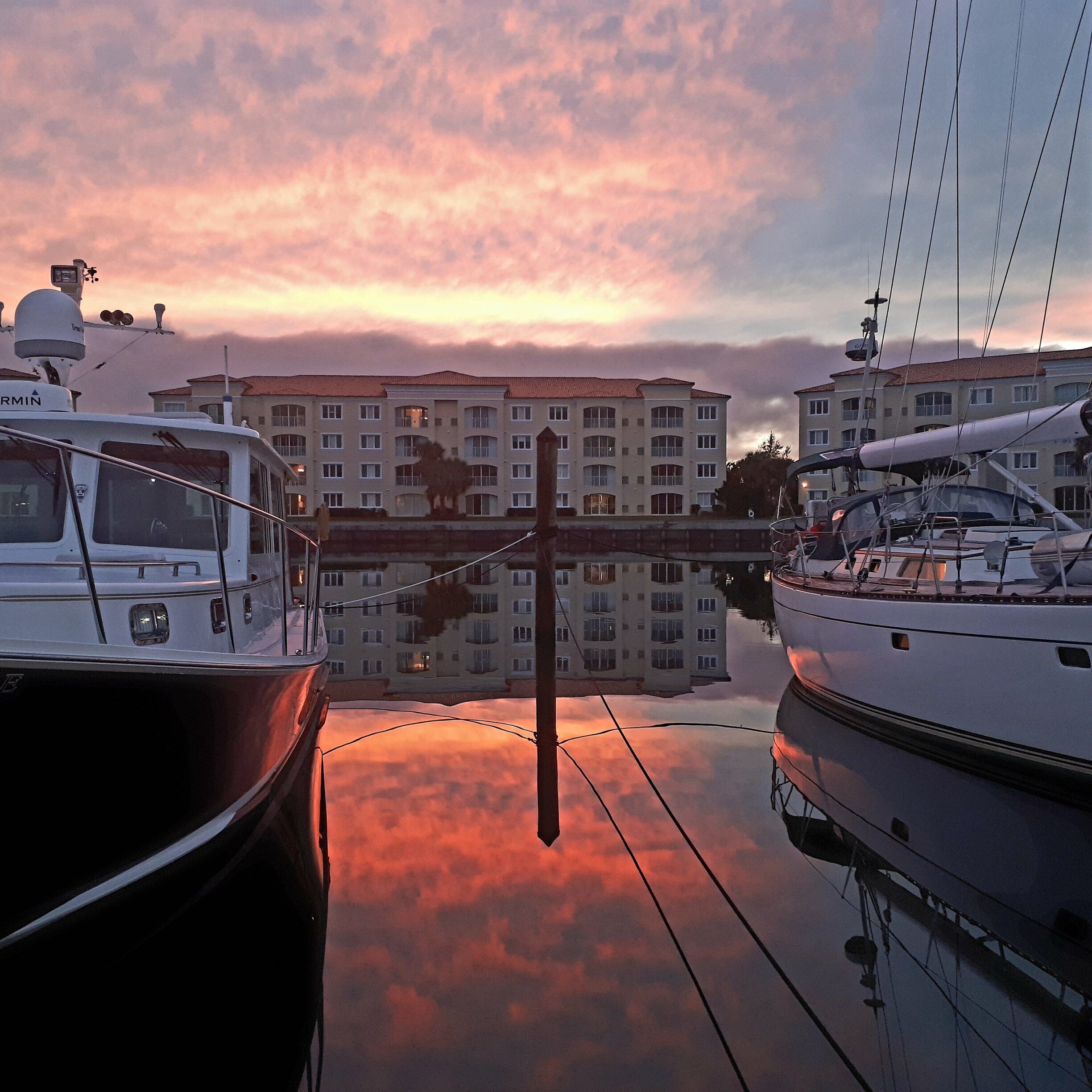 Beautiful sunset even while anchored in the Marina