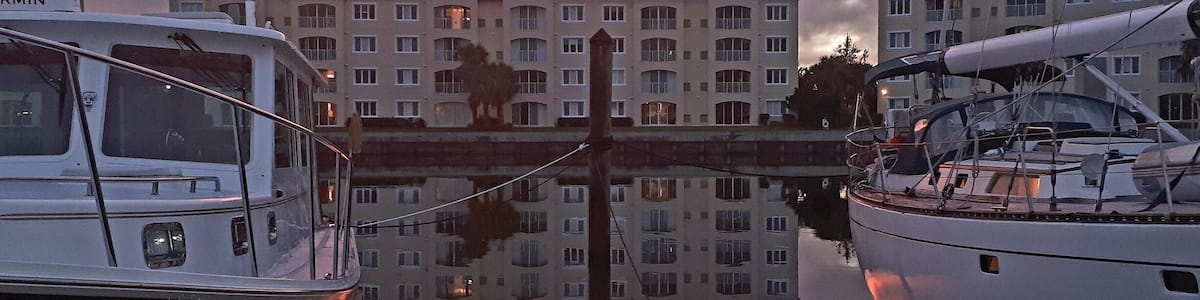 Beautiful sunset even while anchored in the Marina