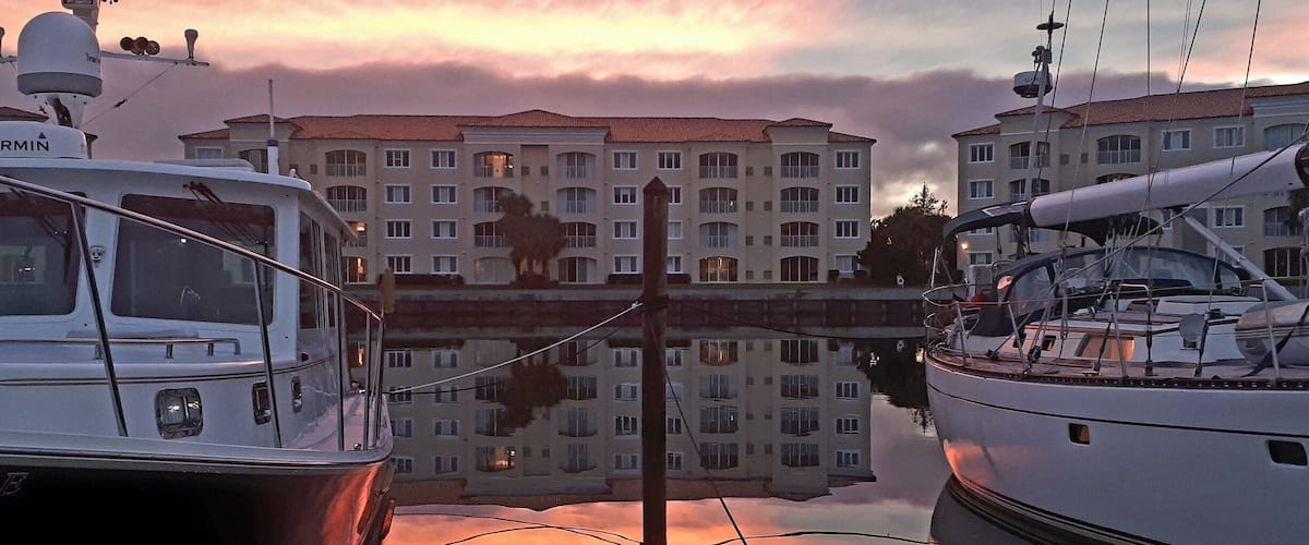 Beautiful sunset even while anchored in the Marina