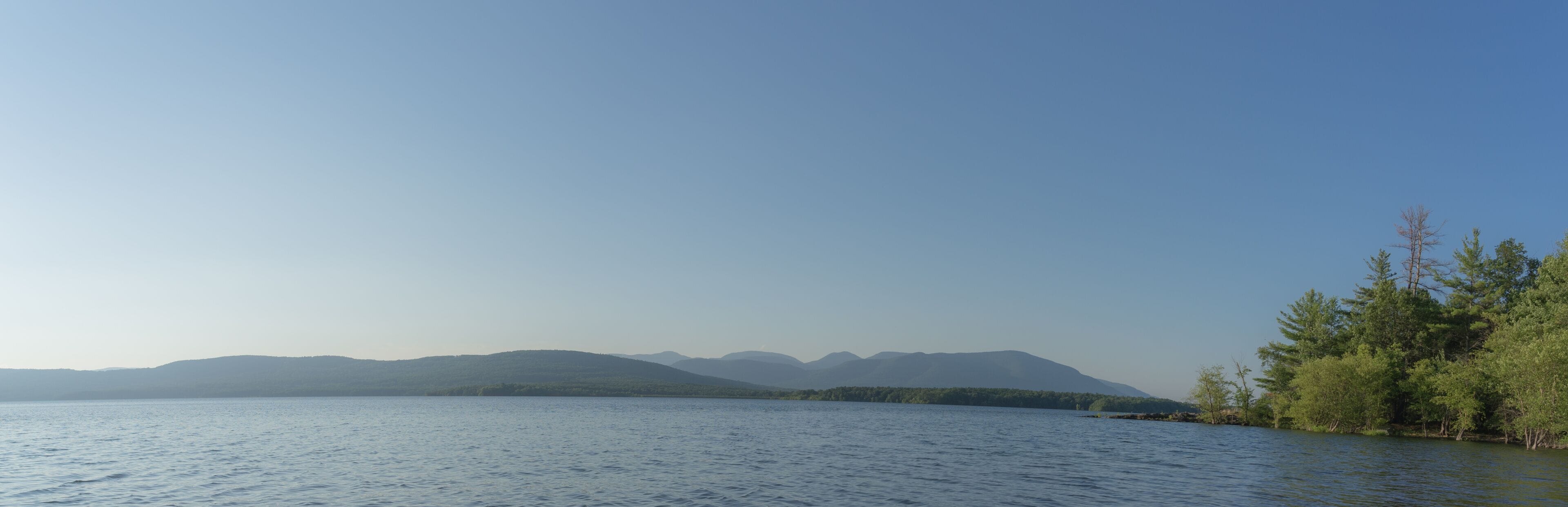 Panorama of the Catskill Mountains from a Beach