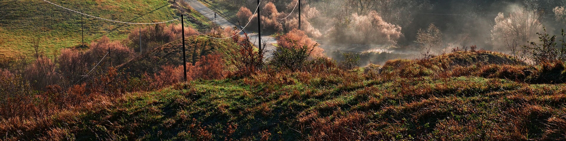 Castrocaro Terme e Terra del Sole, Forli-Cesena, Emilia Romagna, Italy: landscape at sunrise of the picturesque hills with fog in the valley; Shutterstock ID 1300469776; Purchase Order: -