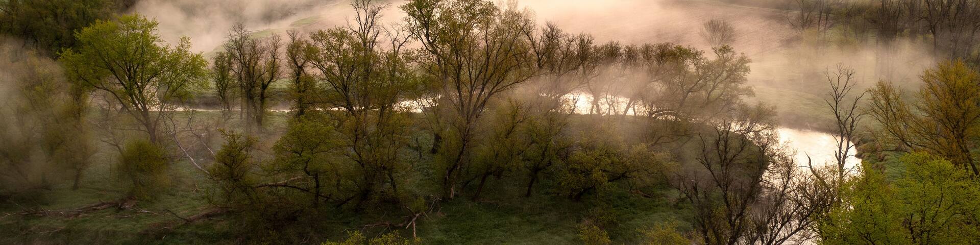 Kickapoo River with fog