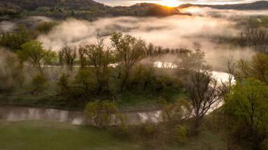 Kickapoo River with fog