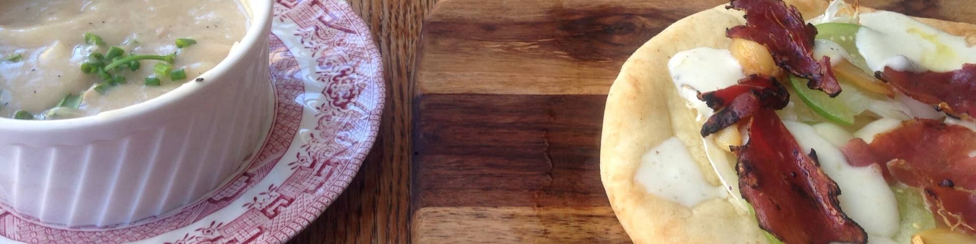 Duck and dumplings soup (amazing) and flat bread. Get here and way this now!