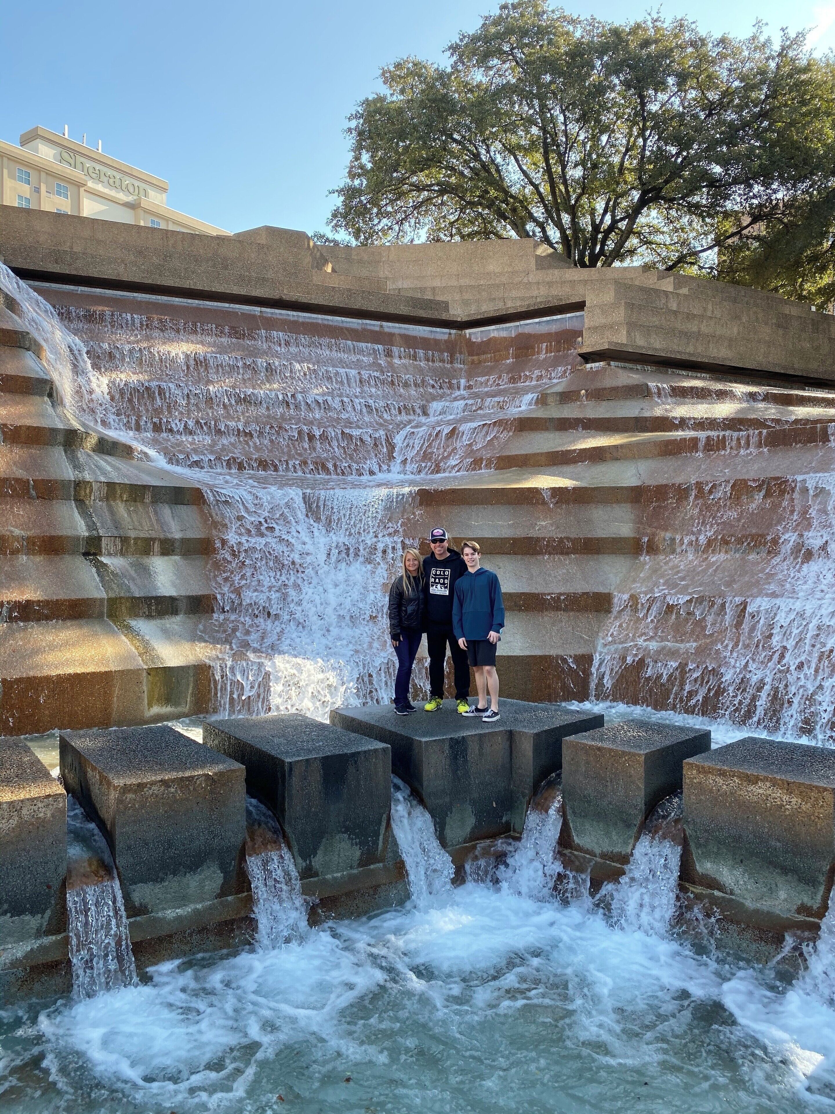 A bit closer to home, the Fort Worth Water Gardens.  Walking the concrete terraced stairs mixed in with a little fear of falling into the water cascading down 38 feet to the pool at the bottom of the main attraction.