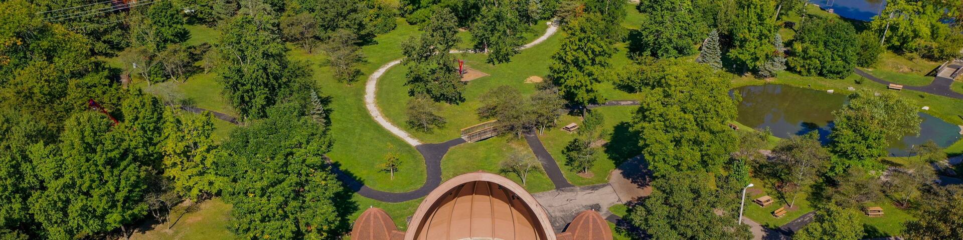Aerial photos of the Amphitheater at Stubbs park Centerville Oio