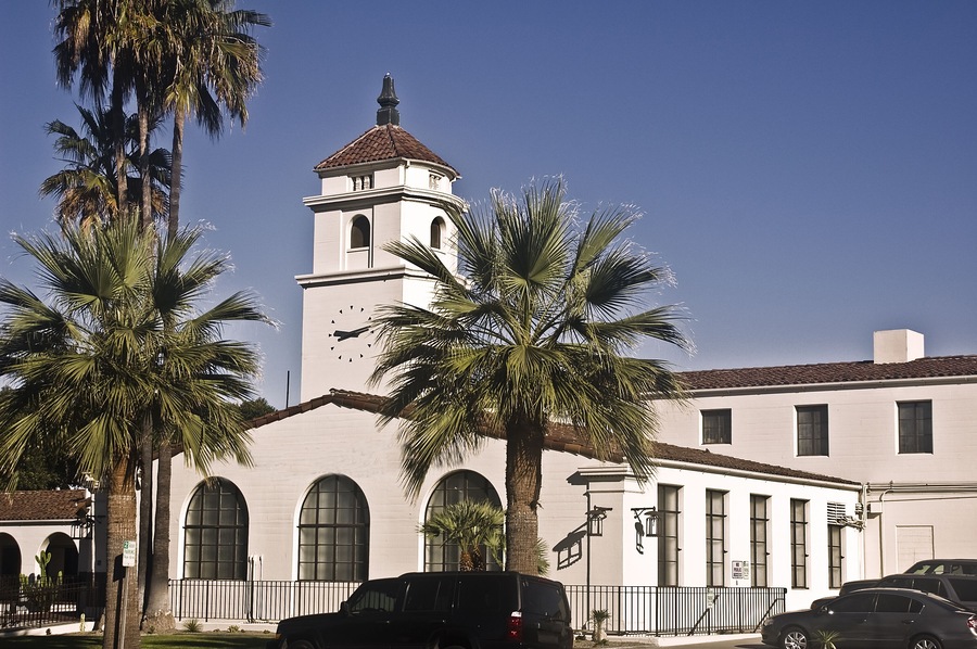 Fullerton Police Station (Old City Hall) - Spanish colonial revival classic architecture; Shutterstock ID 19508611