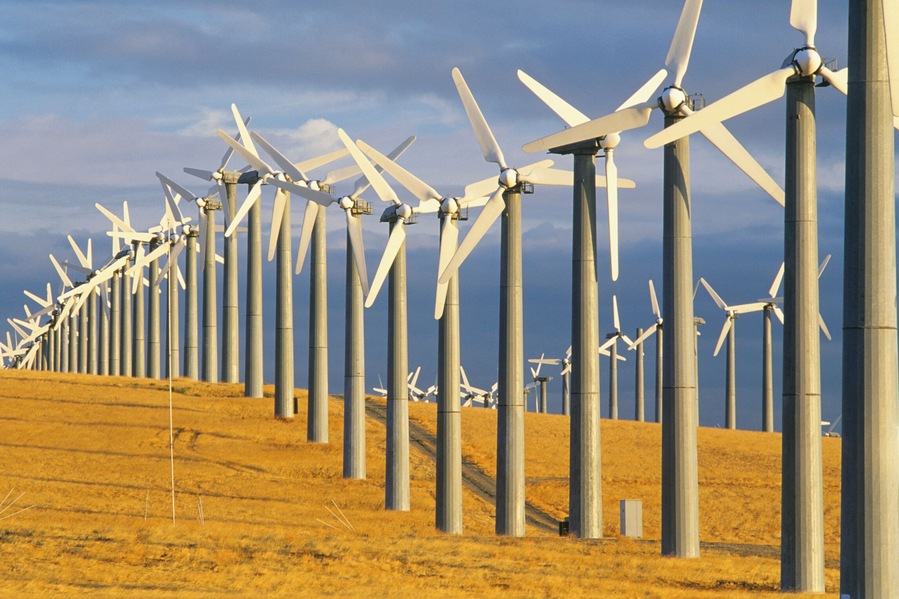 USA, California, Tracy, wind turbines,
