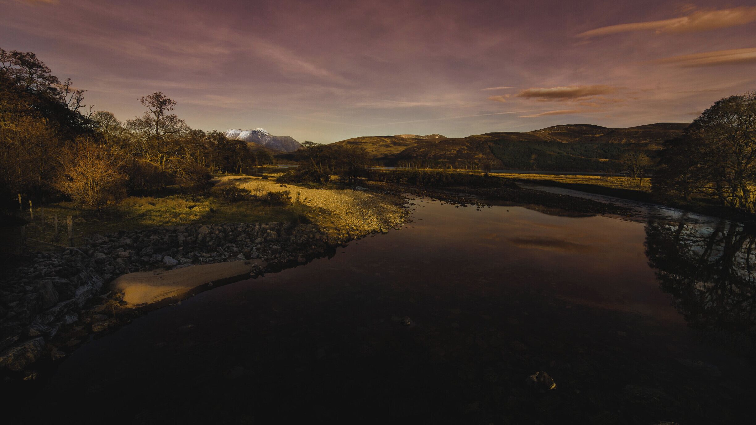 Ben Nevis, as seen from the River Scaddle, near Corran.