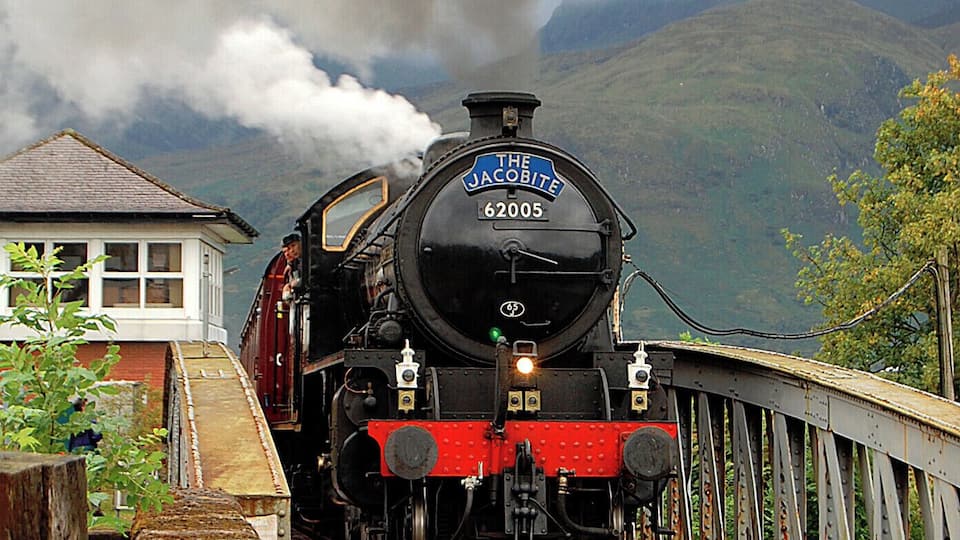 'The Jacobite' steam engine, pulling the Fort William to Mallaig train along the line made famous in the 'Harry Potter' film series. Extremely popular of course so you will need to book your trip very early!