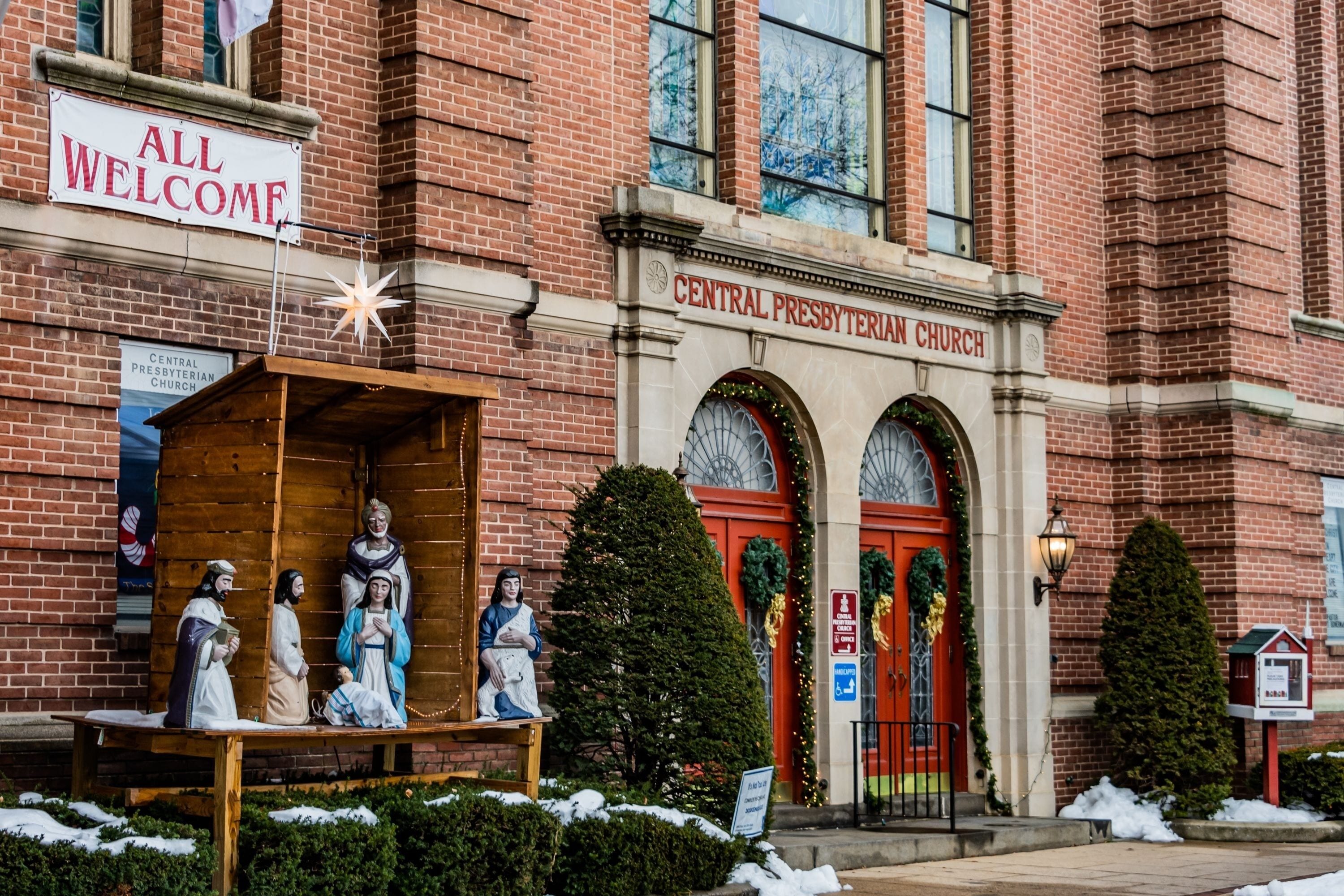 Central Presbyterian Church at Christmas, Chambersburg, Pennsylvania, USA
