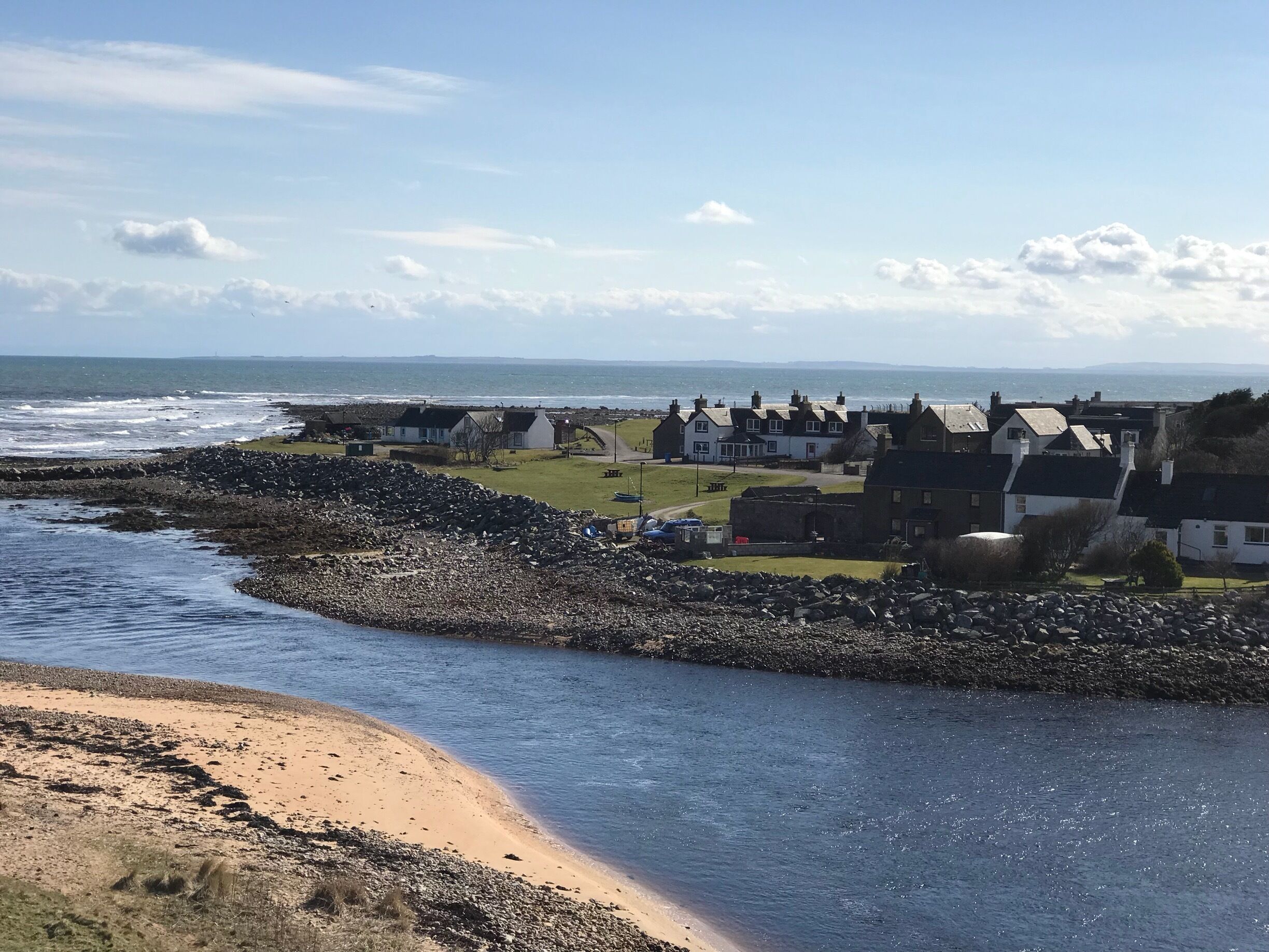 Looking over the harbour from golf club car park