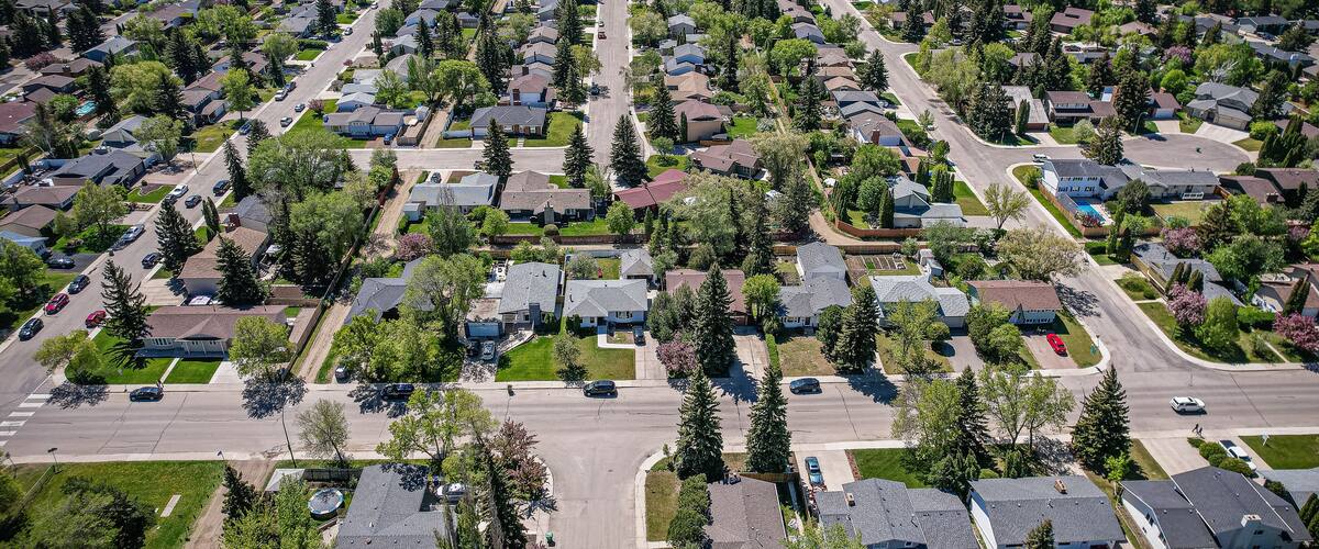 Aerial of the College Park neighborhood in Saskatoon