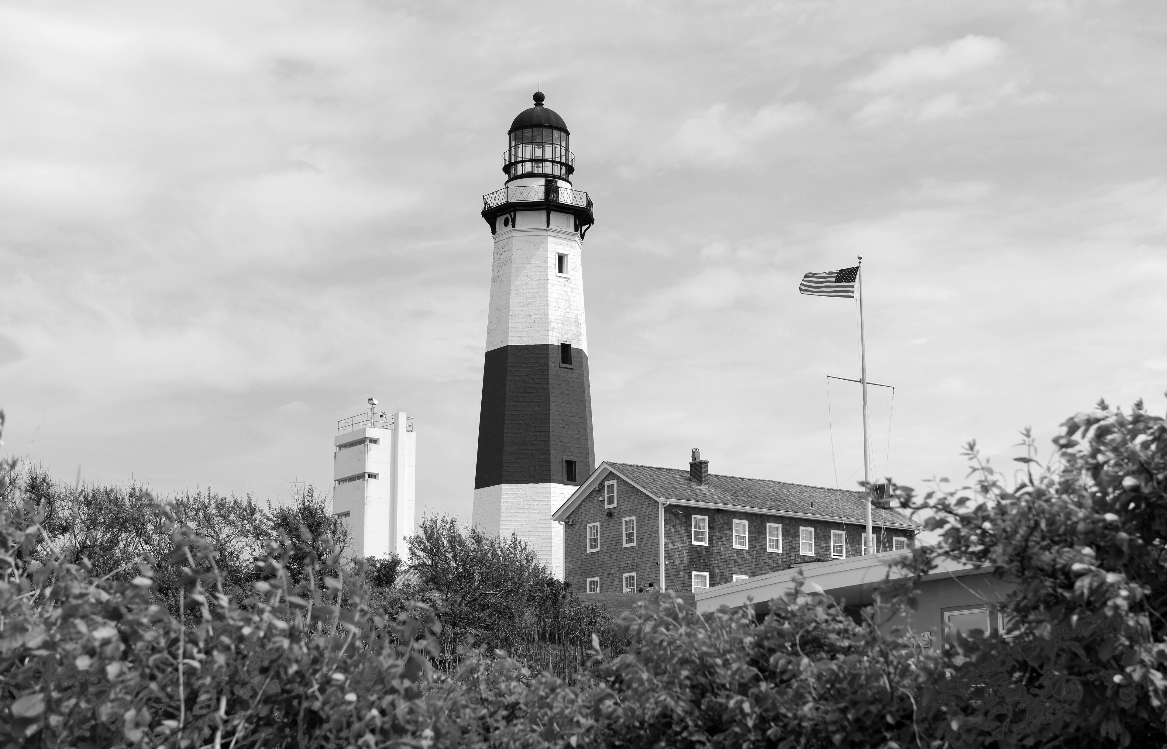 Coastal scene with Montauk Lighthouse on Atlantic Ocean, Long Island, New York