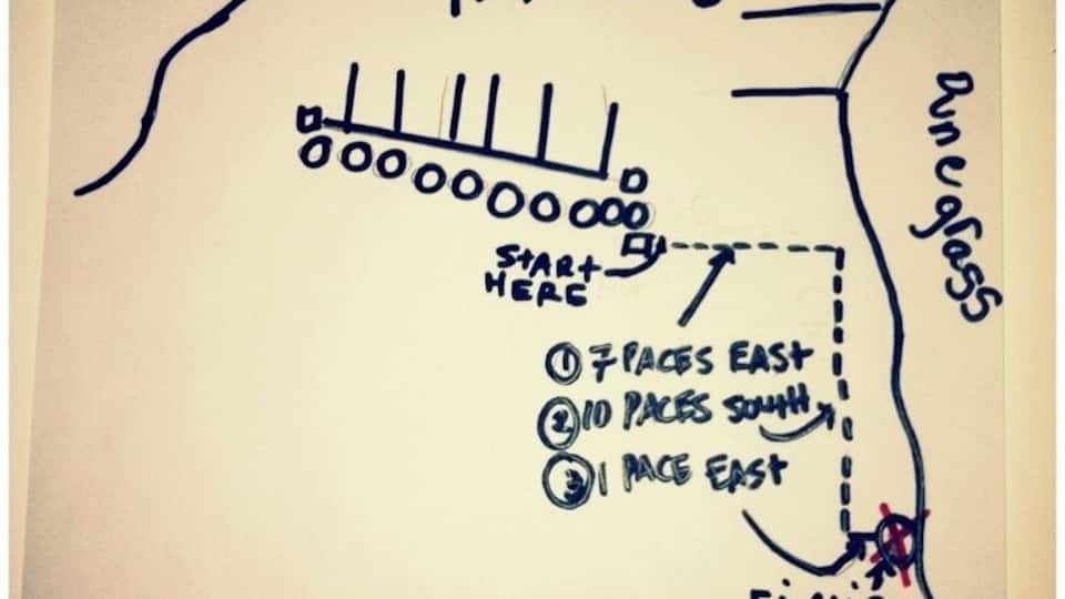 For hot, hungry Trovers who have forgotten their wallets at home on a summer day... Follow this map to more than a message in a bottle buried beneath a "trover" marked gift of the sea. Leave a comment if you find it!