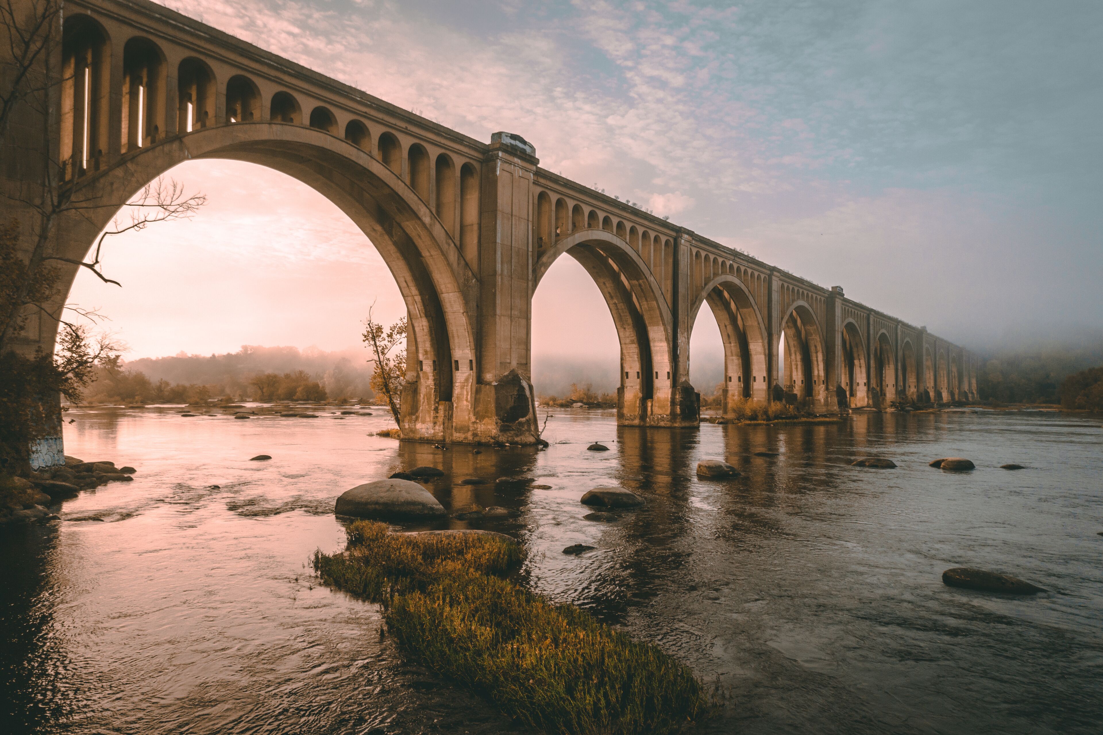 Foggy Sunrise Over the James River in Richmond, Virginia