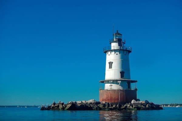 Guarding the entrance to the Providence River, the first lighthouse at Conimicut Point Shoal was established in 1868.The lighthouse is listed in the National Register of Historic Places.