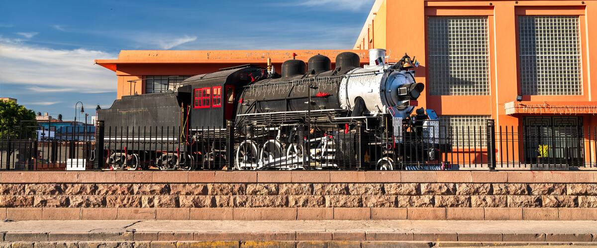 Steam locomotive at the Railway Museum in San Luis Potosi, Mexico