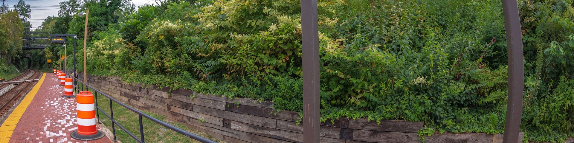 Direction sign in railway station. One city in Montgomery County, Maryland, located approximately 25–30 miles outside of the U.S. capital of Washington, D.C, Germantown, USA