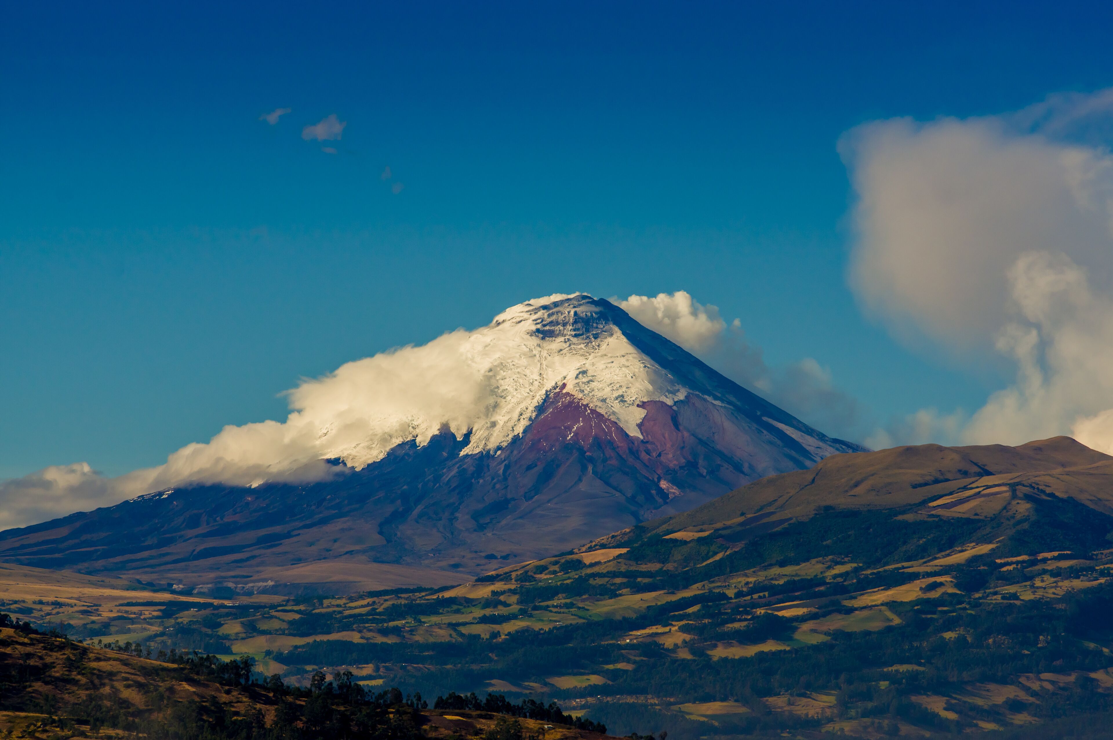Cotopaxi volcano eruption in Ecuador, South America