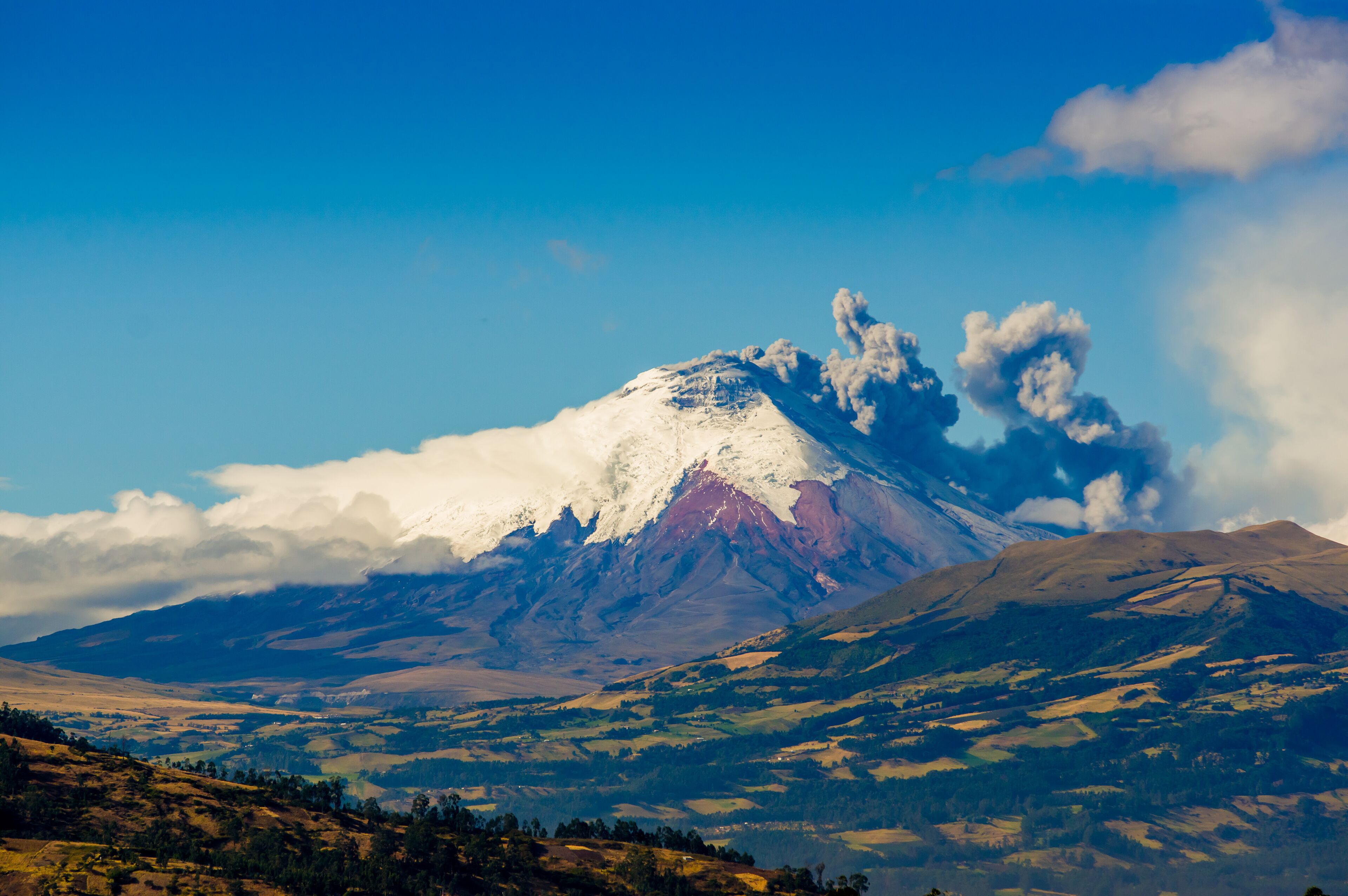Cotopaxi volcano eruption in Ecuador, South America