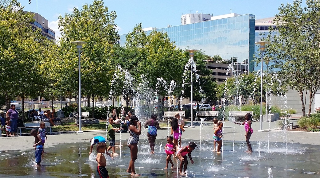 Locals cooling off right in the Inner Harbour. Free to all the public and yes, that includes the wet adults not in the picture!