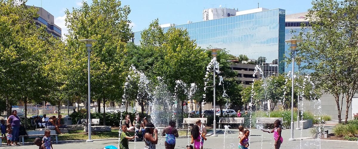 Locals cooling off right in the Inner Harbour.  Free to all the public and yes, that includes the wet adults not in the picture!