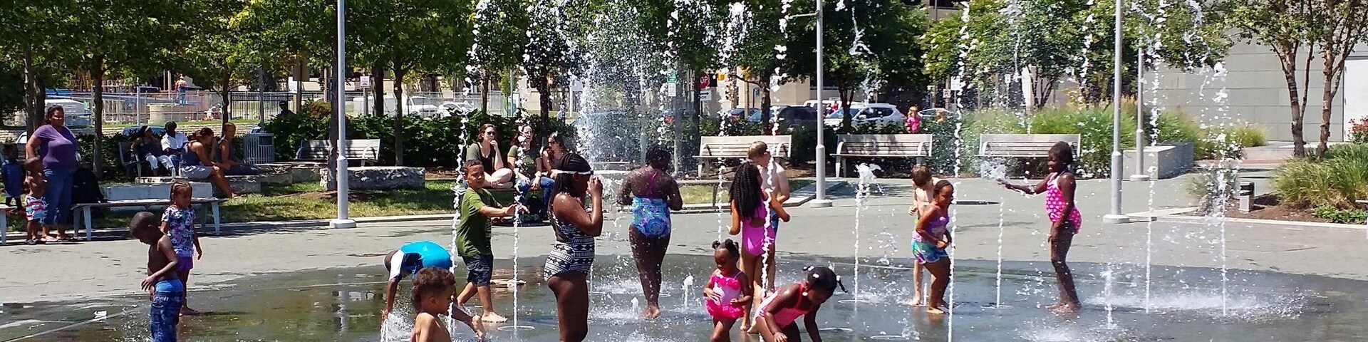 Locals cooling off right in the Inner Harbour. Free to all the public and yes, that includes the wet adults not in the picture!