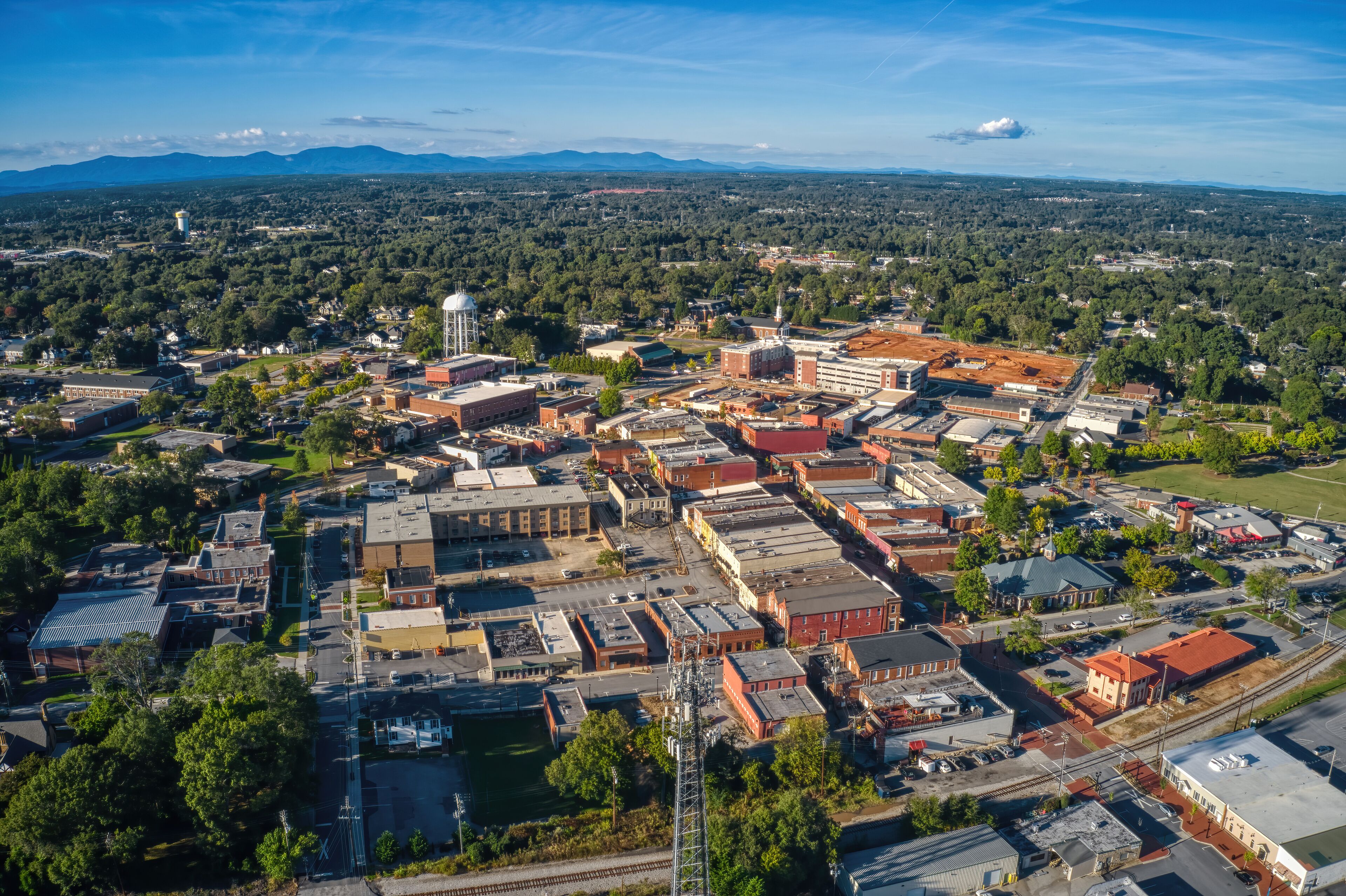 Aerial View of Downtown Greer, South Carolina