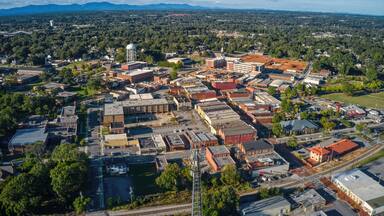 Aerial View of Downtown Greer, South Carolina