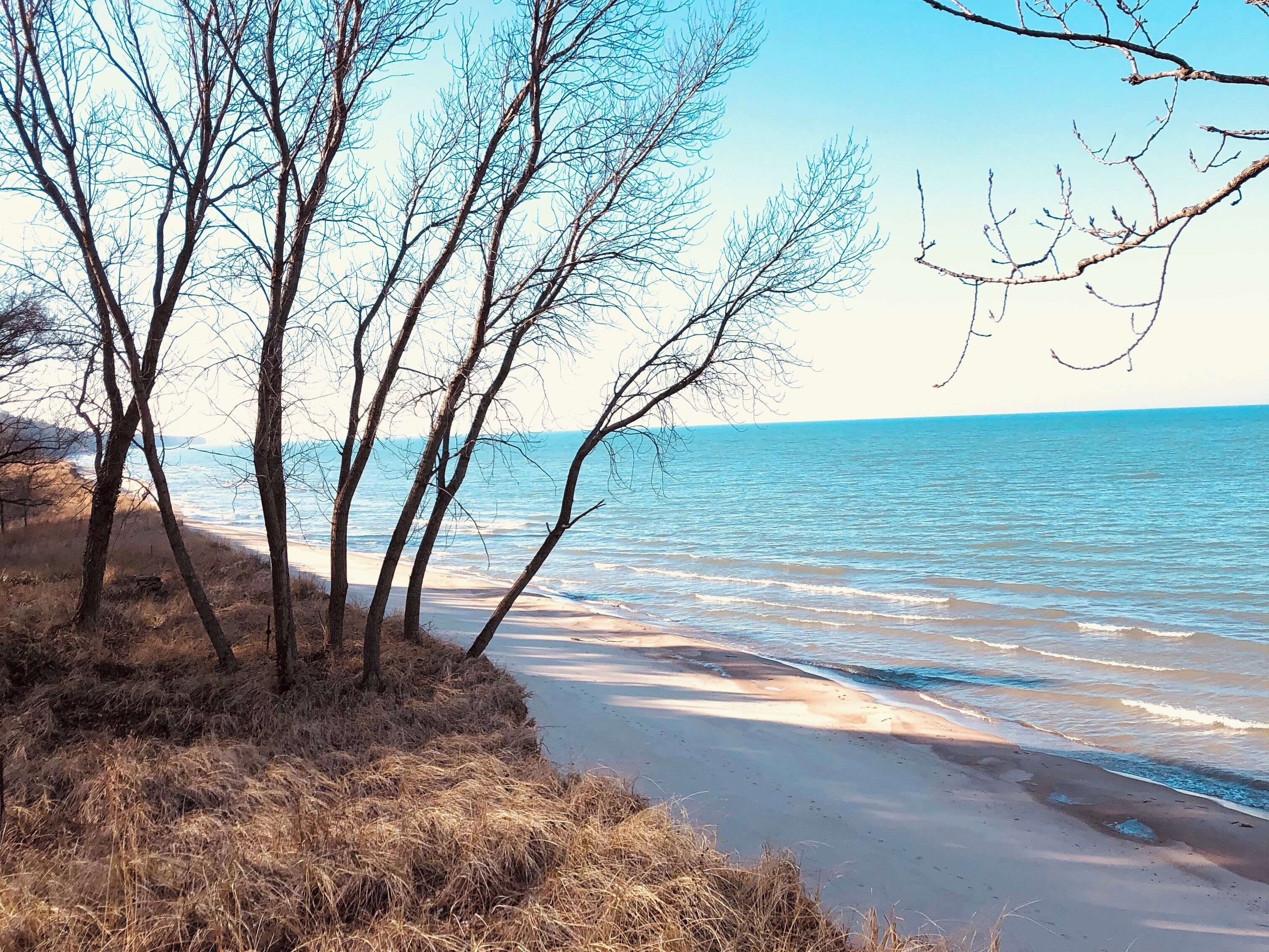 Celebrating Christmas on the beach of Lake Michigan.