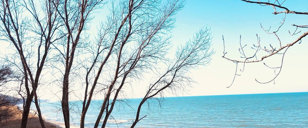 Celebrating Christmas on the beach of Lake Michigan.