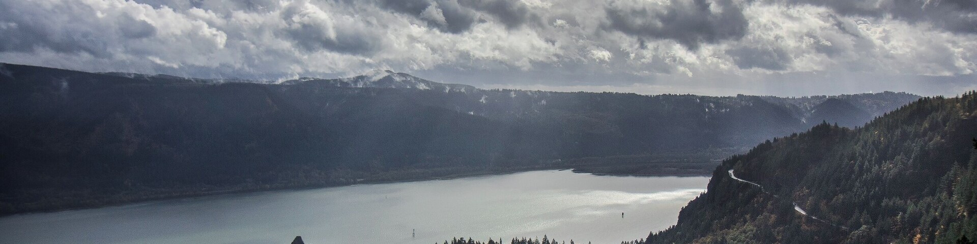 Storm streaming into the Columbia River Gorge