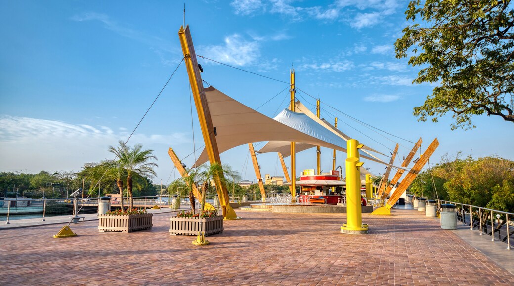 Guayaquil, Guayas, Ecuador - November, 2013: El Malecón del Salado (Pier of the Salty) is a boardwalk along a salt water estuary, built under the municipality of Jaime Nebot in 2009.