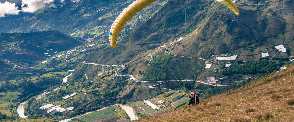 Person paragliding, Paute, Azuay, Ecuador