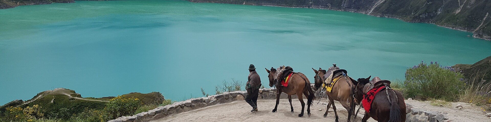 Lake in a volcano crater. Ecuador