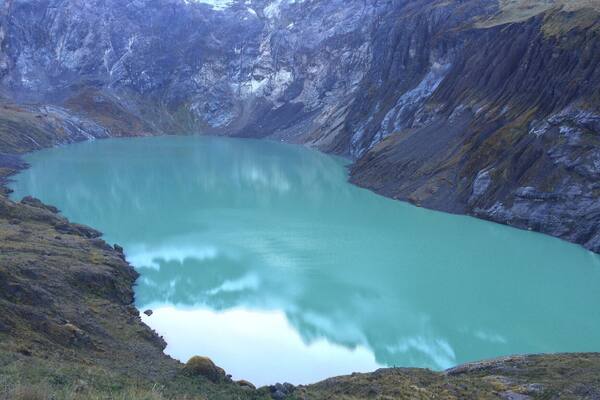 The Altar is an extinct volcano on the Western side of Sangay National Park in Ecuador, 170 km south of Quito. Altar was active about 2 million years ago and containsa boiler open towards the West, containing a Lake of laguna yellow name.
http://www.cotopaxi-travel.com/ecuador-trekking-altar-volcano.php