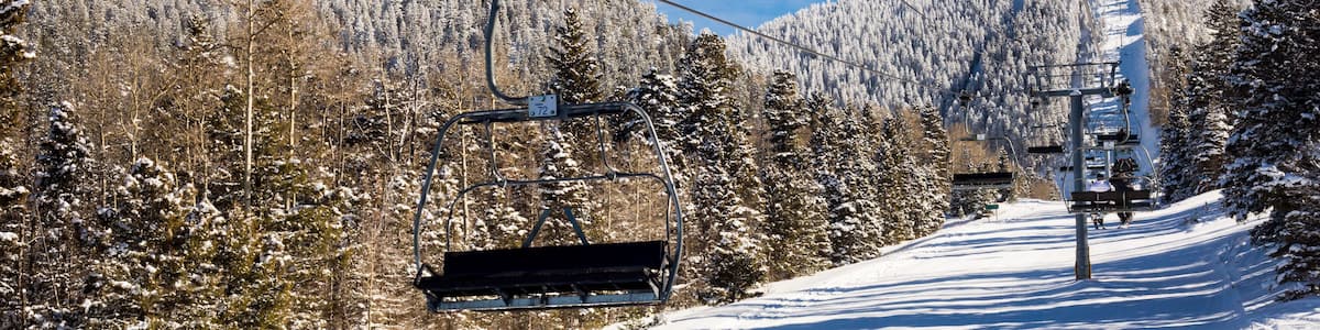 View at the ski slopes piste in the mountains of Angel Fire, New Mexico