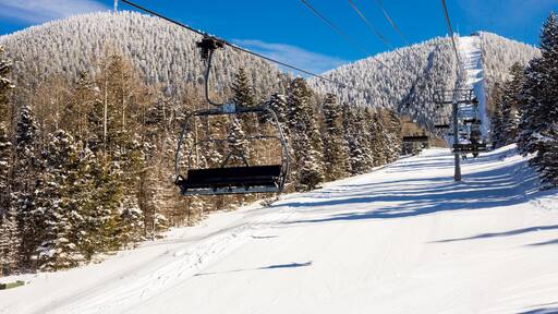 View at the ski slopes piste in the mountains of Angel Fire, New Mexico