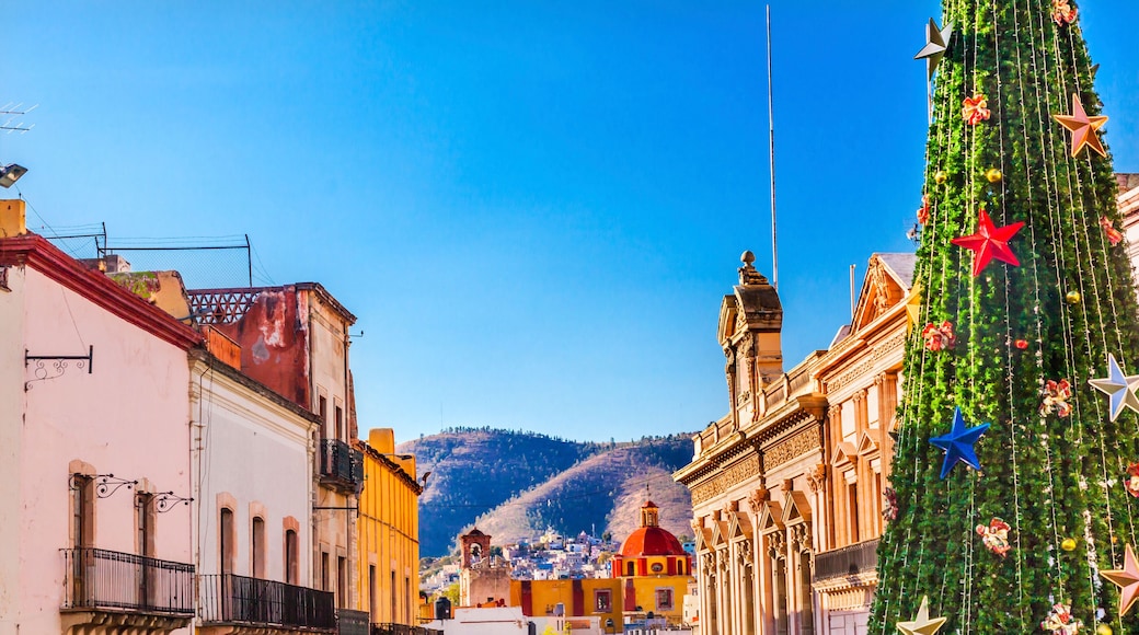 Colorful Street Christmas Decorations Tree Guanajuato Mexico